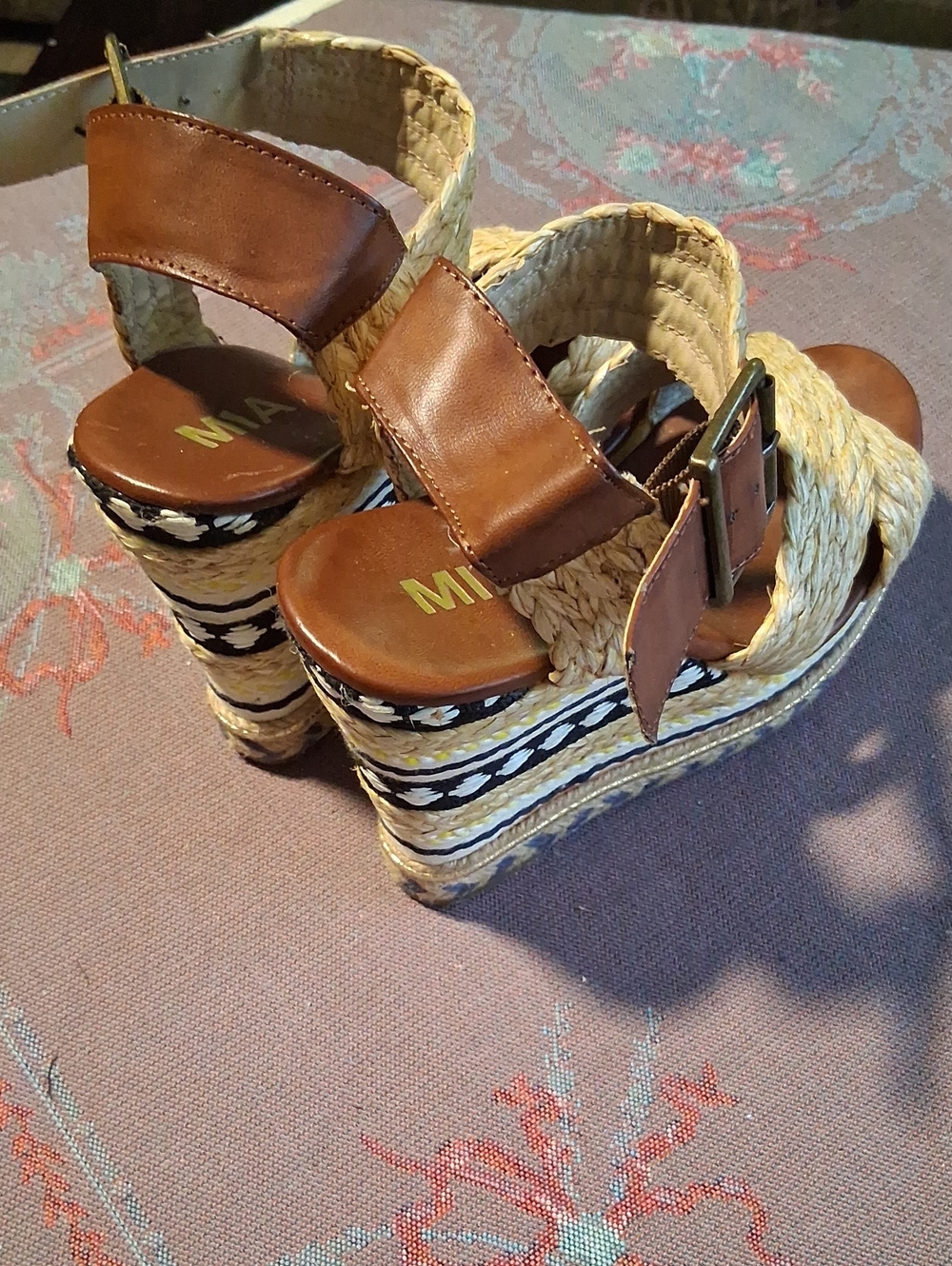 Woven Espadrille Platform Sandals - Brown